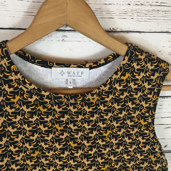 WAYF Monkey Crop Top Bananas Black Small - Picture 2 of 9